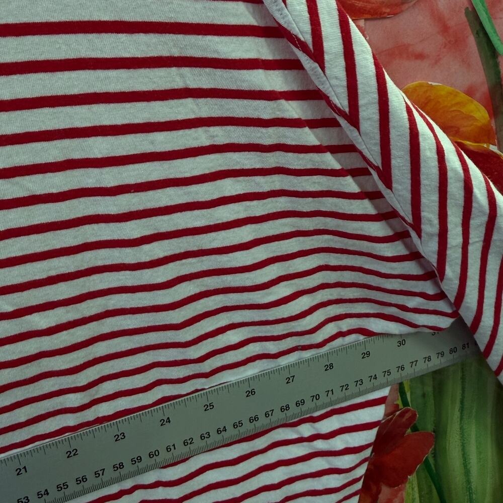 Frank & Eileen Shirt Top Women SZ XL Red Stripe Cotton Top Raw Hem Coastal Chic - Picture 3 of 14